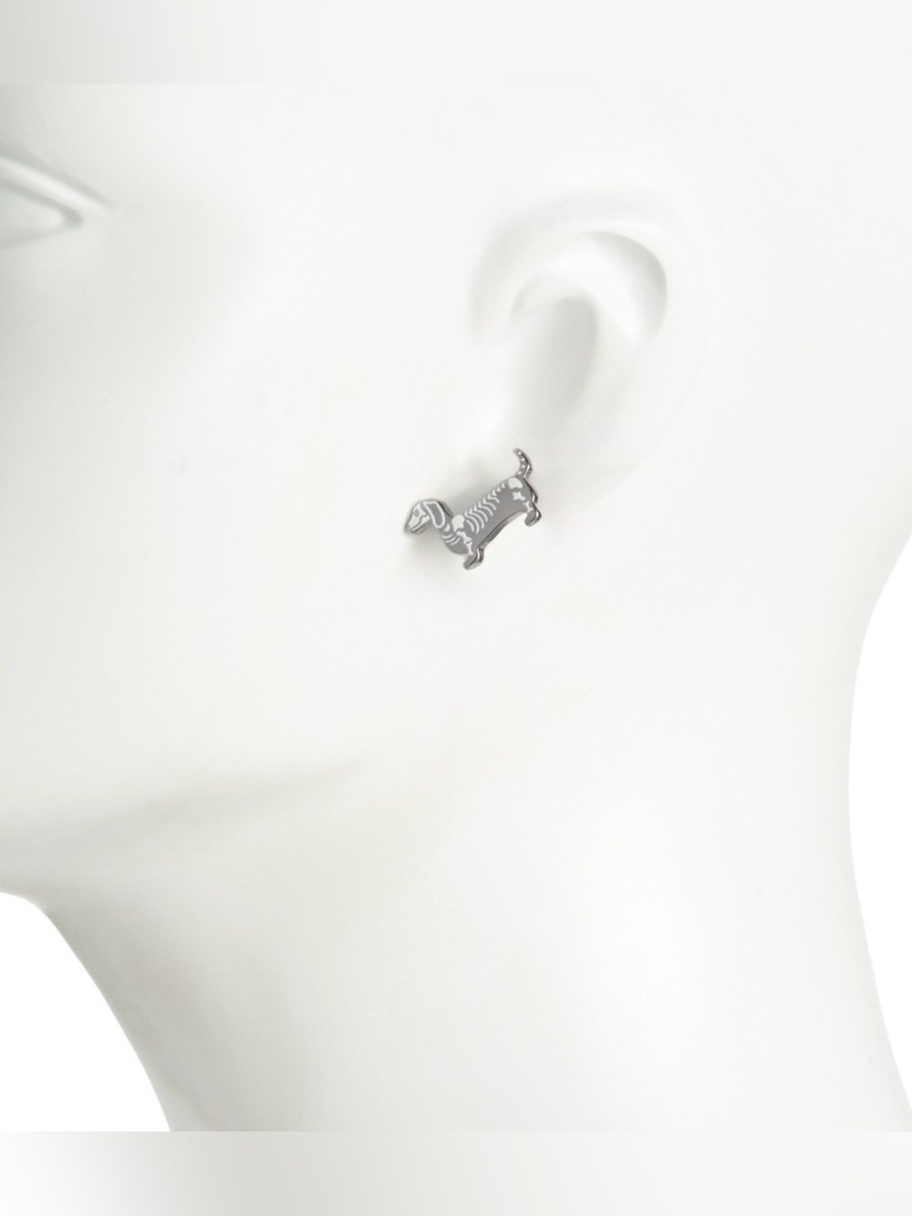 NIB Betsey Johnson Skeleton Dachshund Stud Earrings - Picture 2 of 6